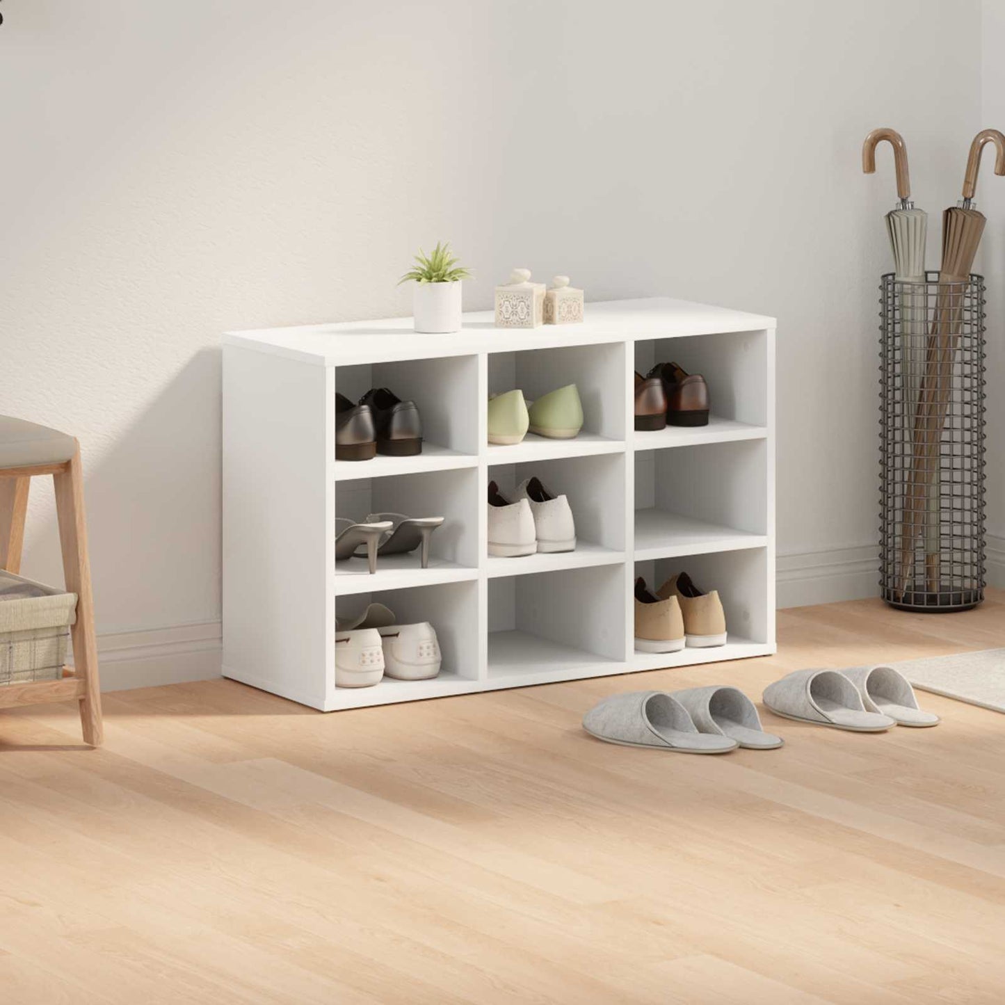 Shoe Cabinet 77.5 x 30 x 51 cm Engineered Wood White