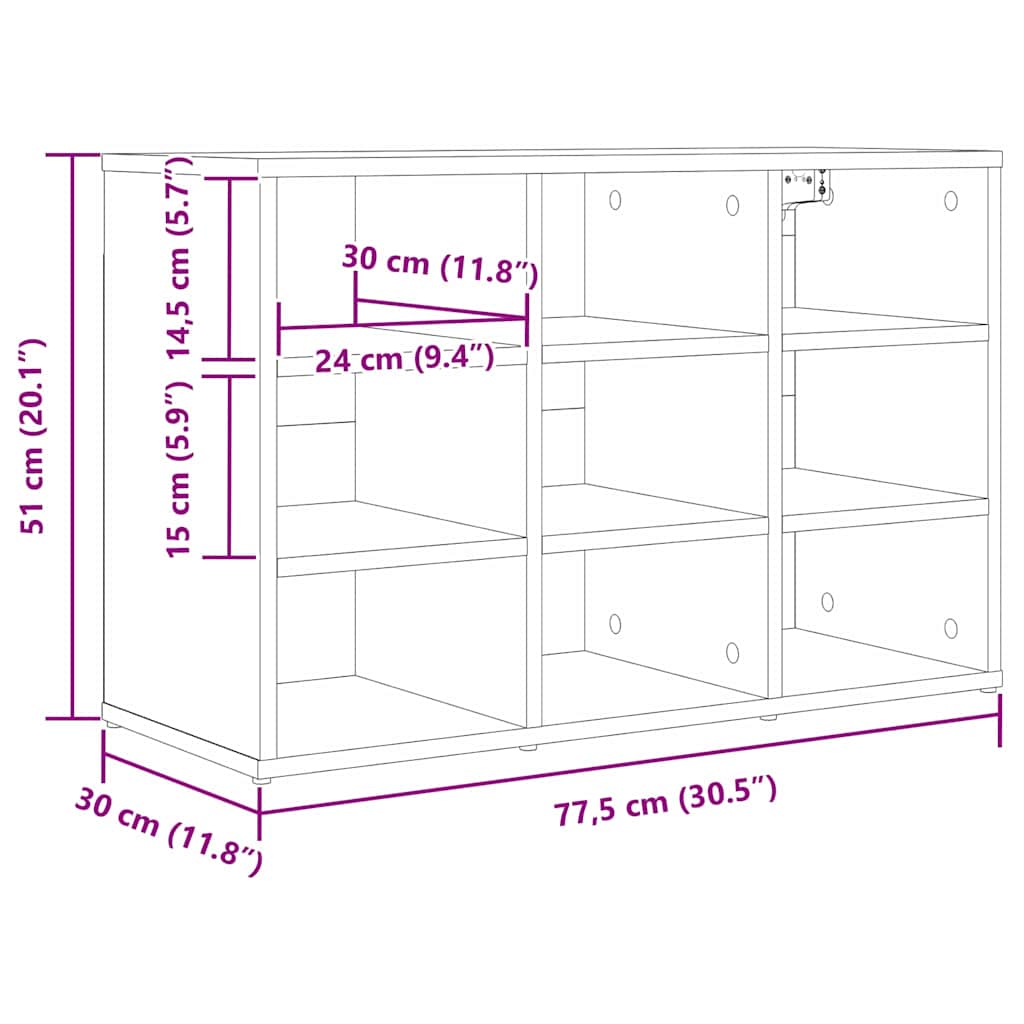 Shoe Cabinet 77.5 x 30 x 51 cm Engineered Wood Concrete grey