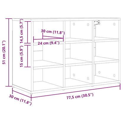 Shoe Cabinet 77.5 x 30 x 51 cm Engineered Wood Concrete grey