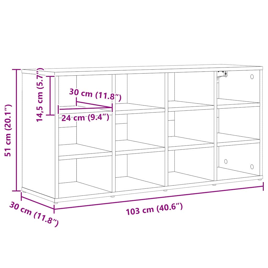 Shoe Cabinet 103 x 30 x 51 cm Engineered Wood Sonoma Oak