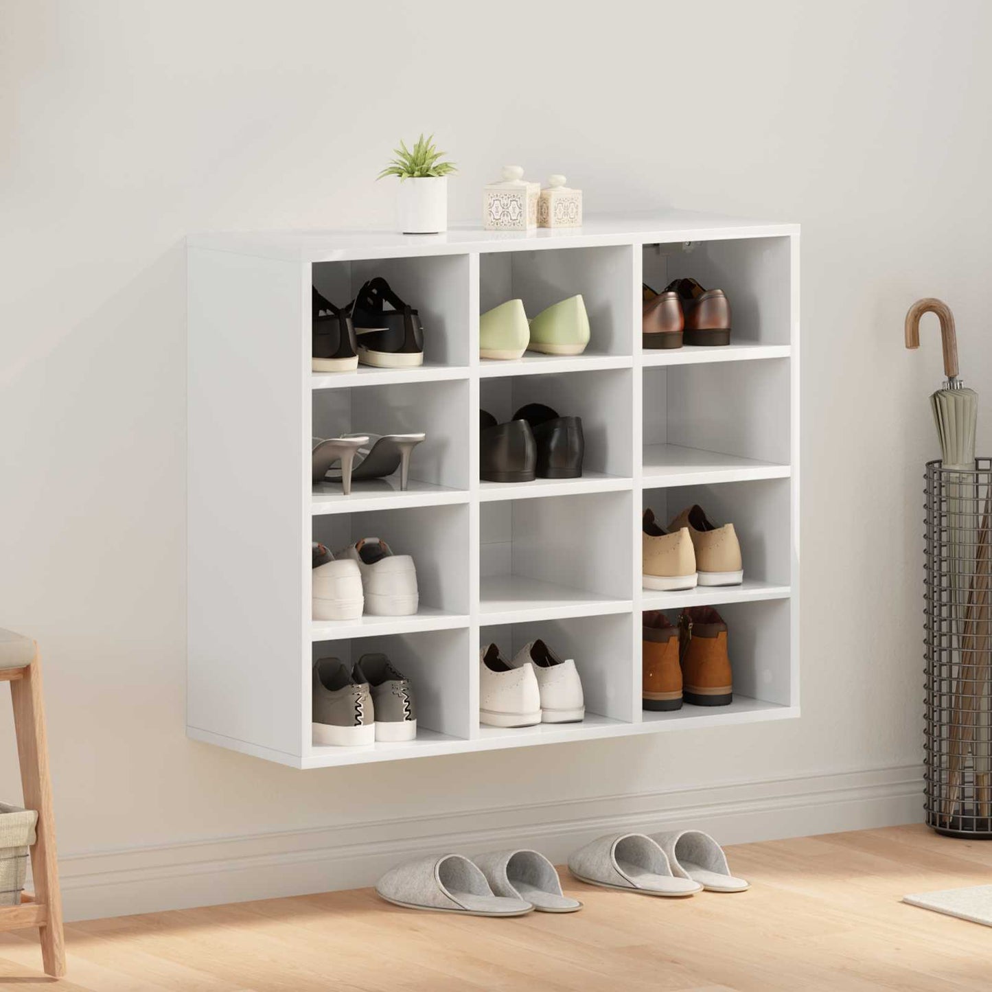 Shoe Cabinet 77.5 x 30 x 67 cm Engineered Wood White