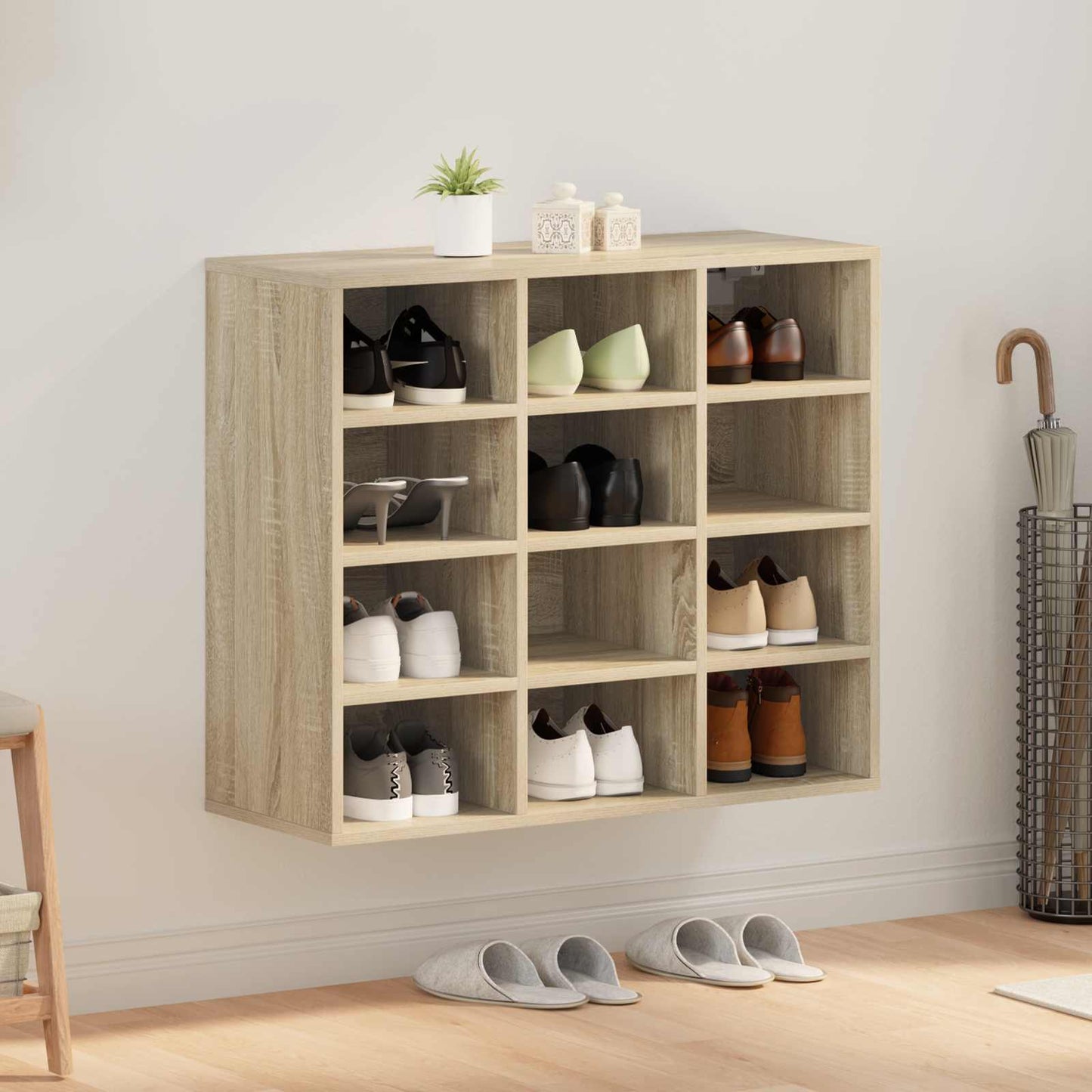Shoe Cabinet 77.5 x 30 x 67 cm Engineered Wood Sonoma Oak