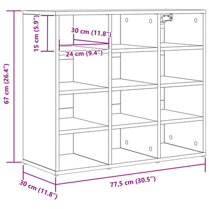 Shoe Cabinet Concrete grey 77.5 x 30 x 67 cm Engineered Wood