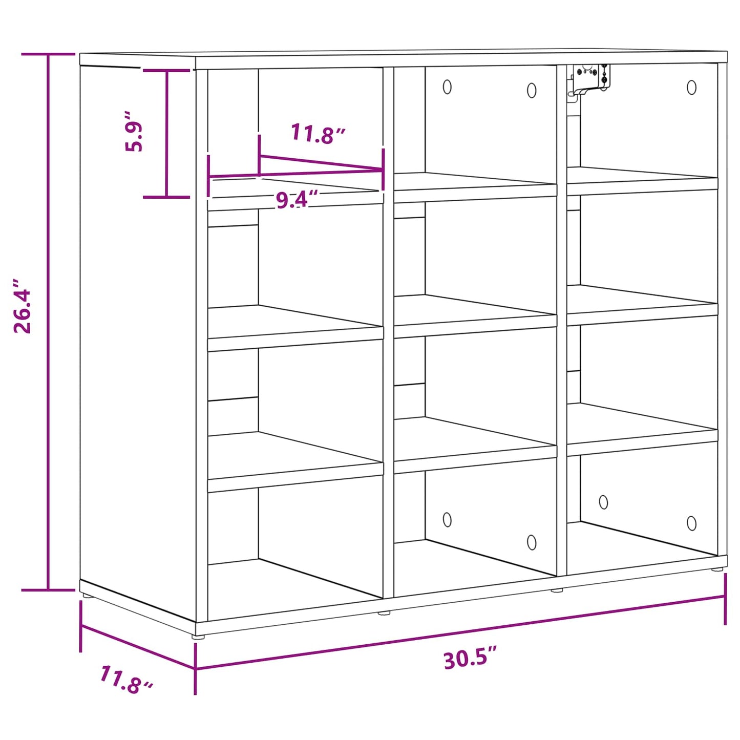 Shoe Cabinet Concrete grey 77.5 x 30 x 67 cm Engineered Wood