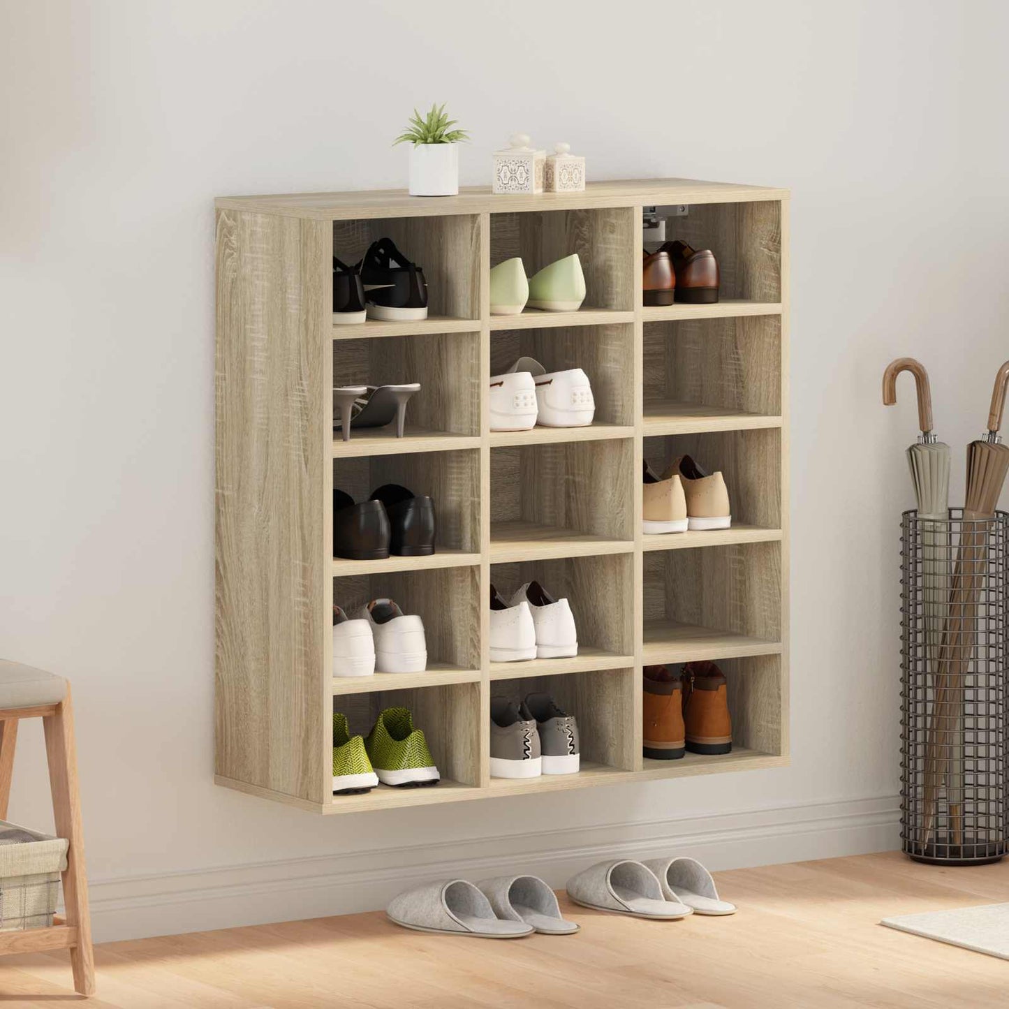 Shoe Cabinet 77.5 x 30 x 83.5 cm Engineered Wood Sonoma Oak