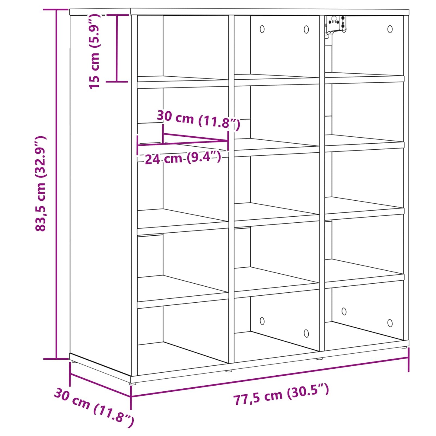 Shoe Cabinet Sonoma Oak 77.5 x 30 x 83.5 cm Engineered Wood