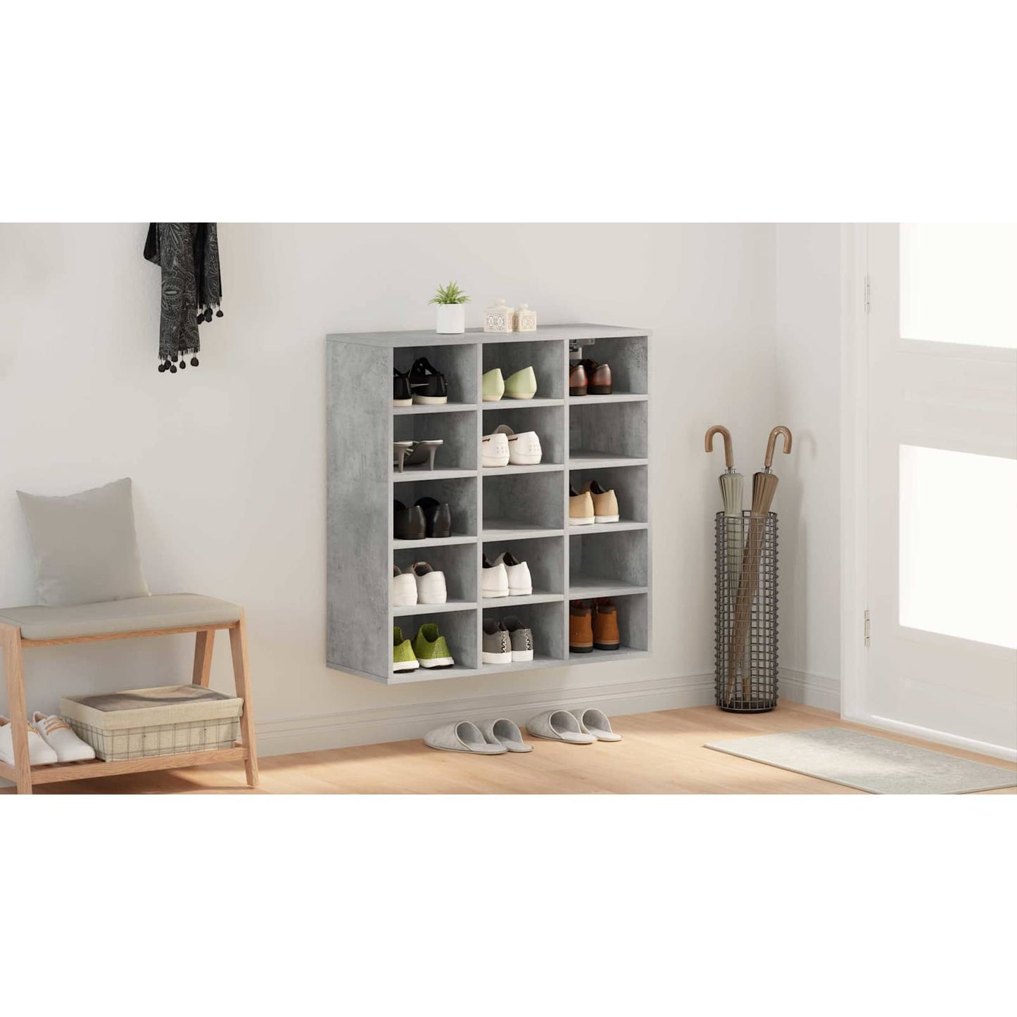 Shoe Cabinet Concrete grey 77.5 x 30 x 83.5 cm Engineered Wood