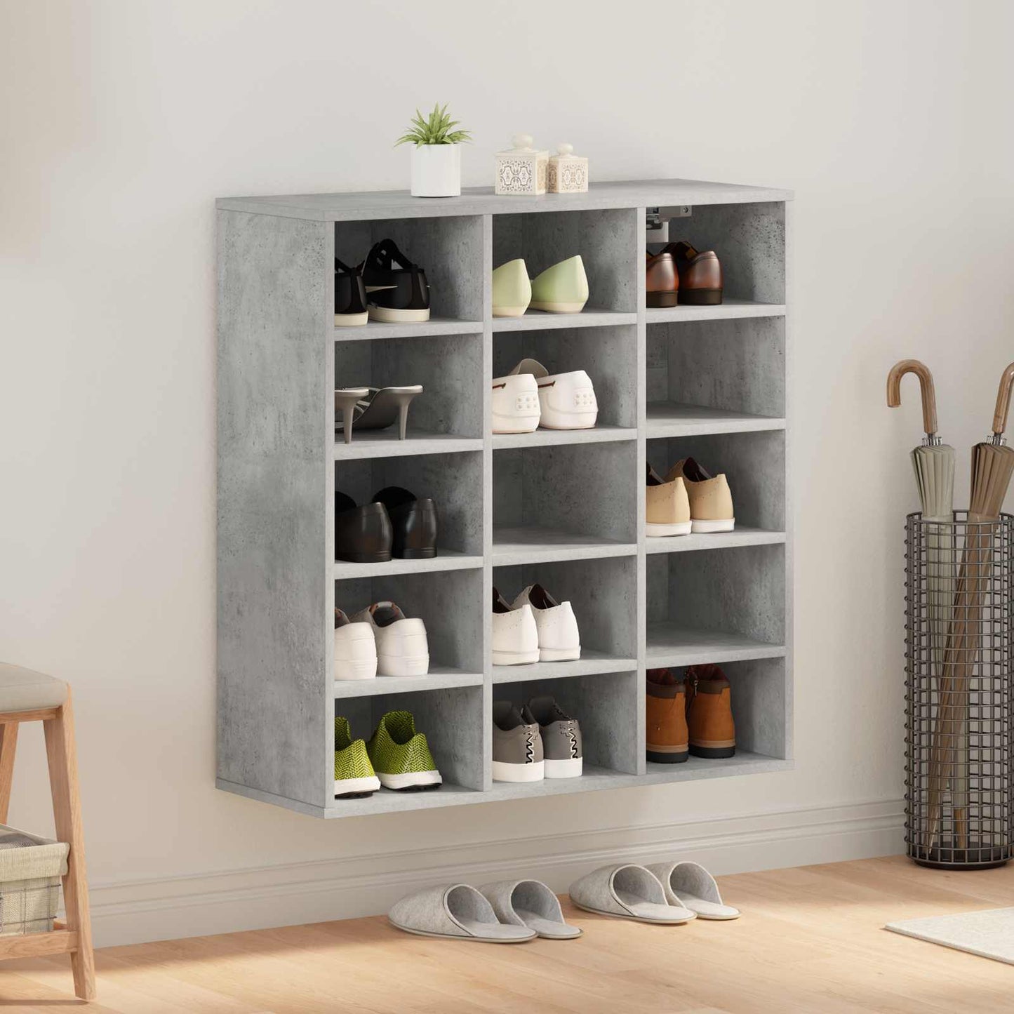 Shoe Cabinet Concrete grey 77.5 x 30 x 83.5 cm Engineered Wood