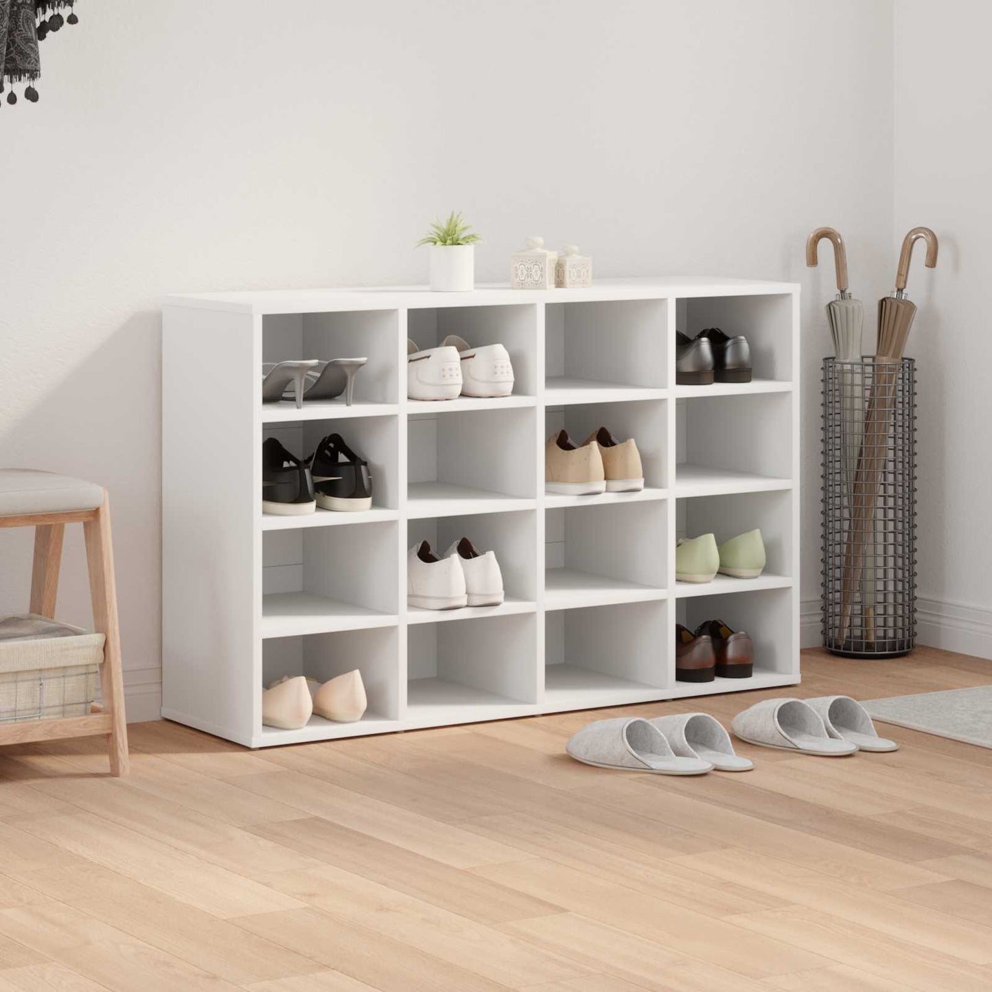 Shoe Cabinet 103 x 30 x 67 cm Engineered Wood White