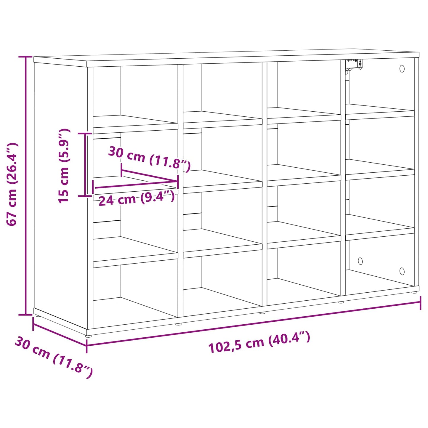 Shoe Cabinet 103 x 30 x 67 cm Engineered Wood White