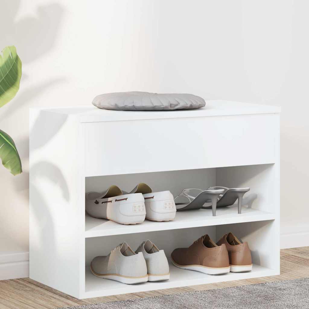 808738 vidaXL Shoe Bench White 60x30x45 cm Engineered Wood