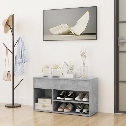808751 vidaXL Shoe Bench Concrete Grey 80x30x45 cm Engineered Wood