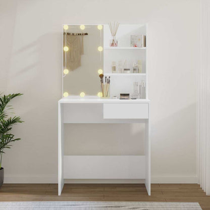 Dressing Table with LED White 74,5x40x141 cm