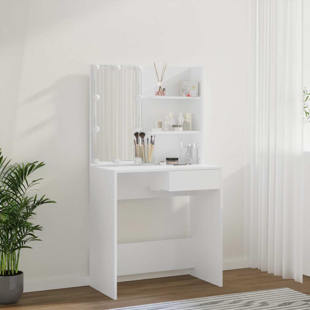 Dressing Table with LED White 74.5x40x141 cm