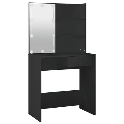 Dressing Table with LED Black 74.5x40x141 cm