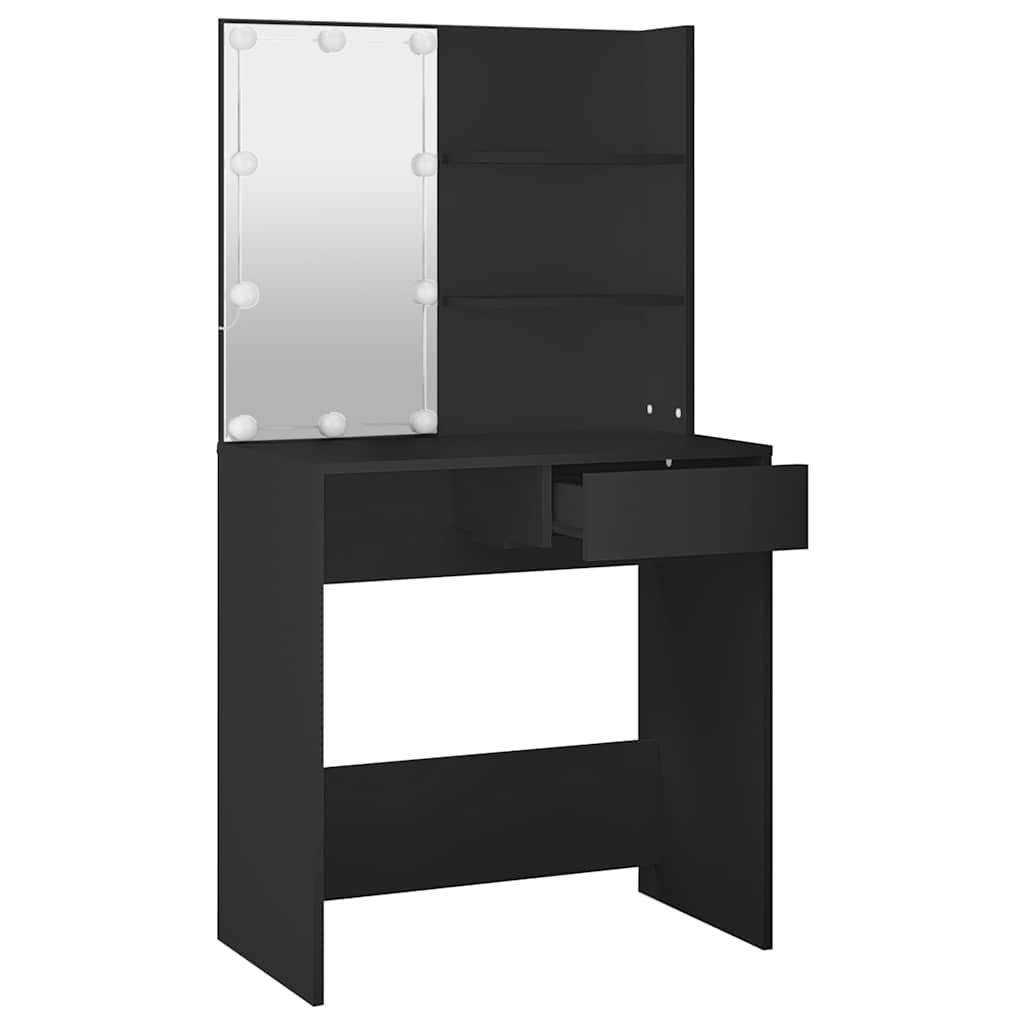 Dressing Table with LED Black 74.5x40x141 cm