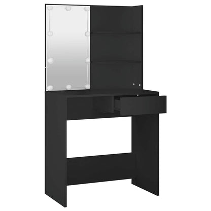 Dressing Table with LED Black 74.5x40x141 cm