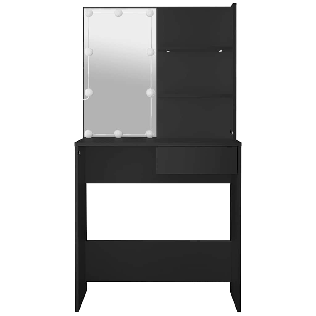 Dressing Table with LED Black 74,5x40x141 cm