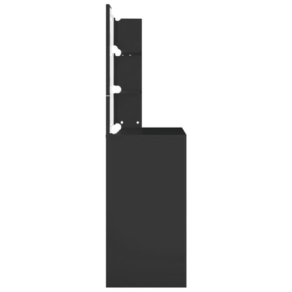 Dressing Table with LED Black 74.5x40x141 cm