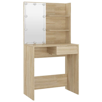 Dressing Table with LED Sonoma Oak 74.5x40x141 cm Engineered Wood