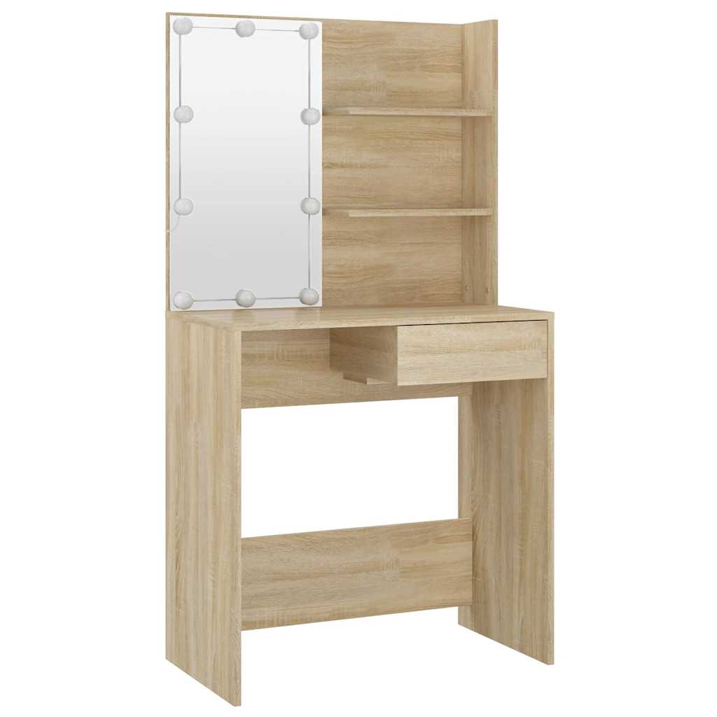 Dressing Table with LED Sonoma Oak 74.5x40x141 cm