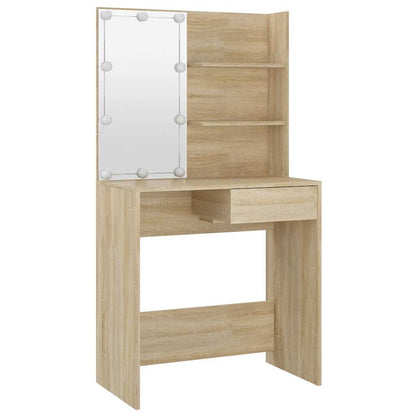 Dressing Table with LED Sonoma Oak 74.5x40x141 cm