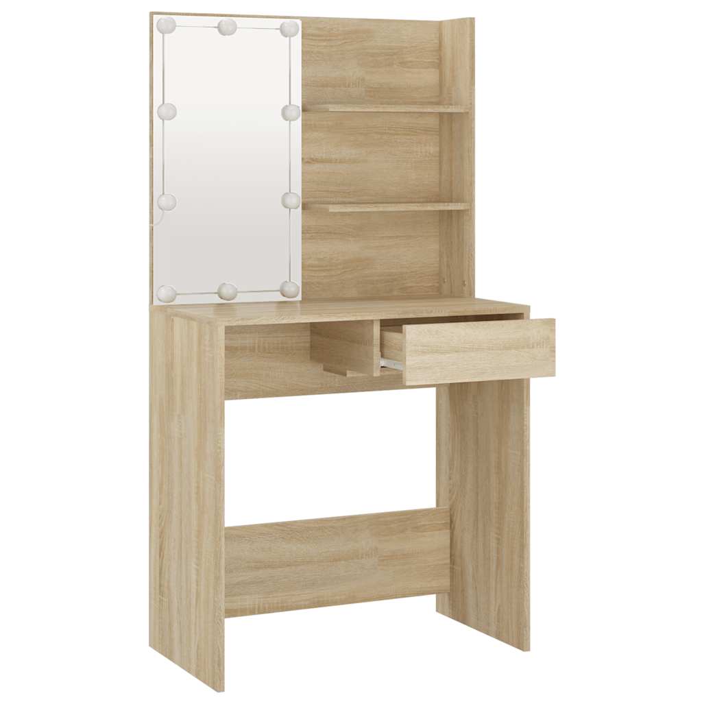 Dressing Table with LED Sonoma Oak 74.5x40x141 cm Engineered Wood