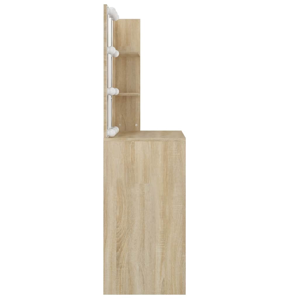 Dressing Table with LED Sonoma Oak 74.5x40x141 cm Engineered Wood