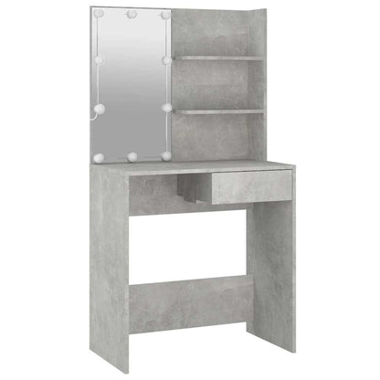 Dressing Table with LED Concrete Grey 74,5x40x141 cm