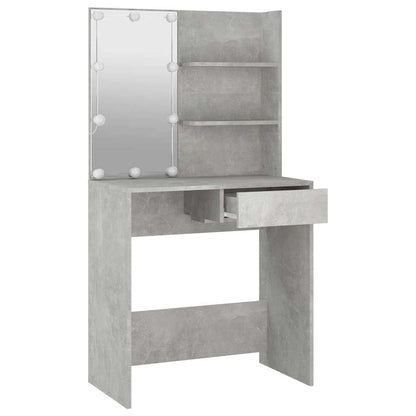 Dressing Table with LED Concrete Grey 74,5x40x141 cm