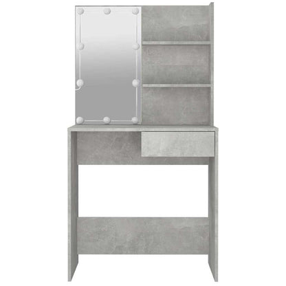 Dressing Table with LED Concrete Grey 74,5x40x141 cm