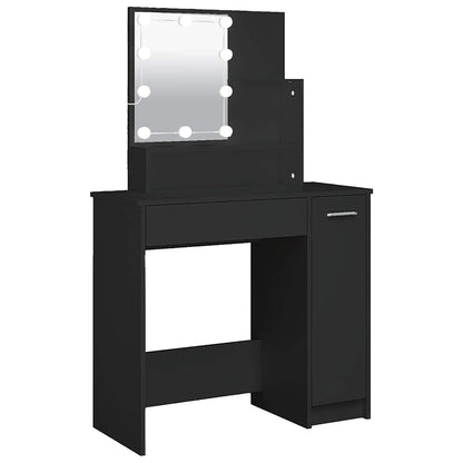 Dressing Table with LED Black 86.5x35x136 cm