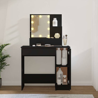 Dressing Table with LED Black 86.5x35x136 cm