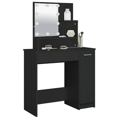 Dressing Table with LED Black 86.5x35x136 cm
