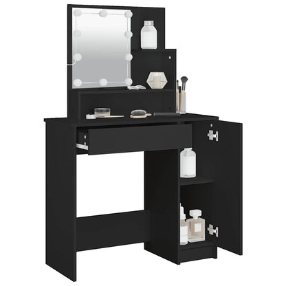 Dressing Table with LED Black 86.5x35x136 cm