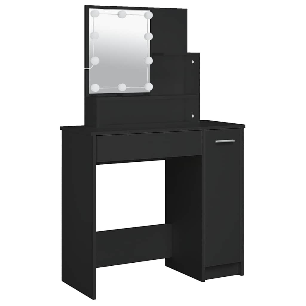 Dressing Table with LED Black 86.5x35x136 cm