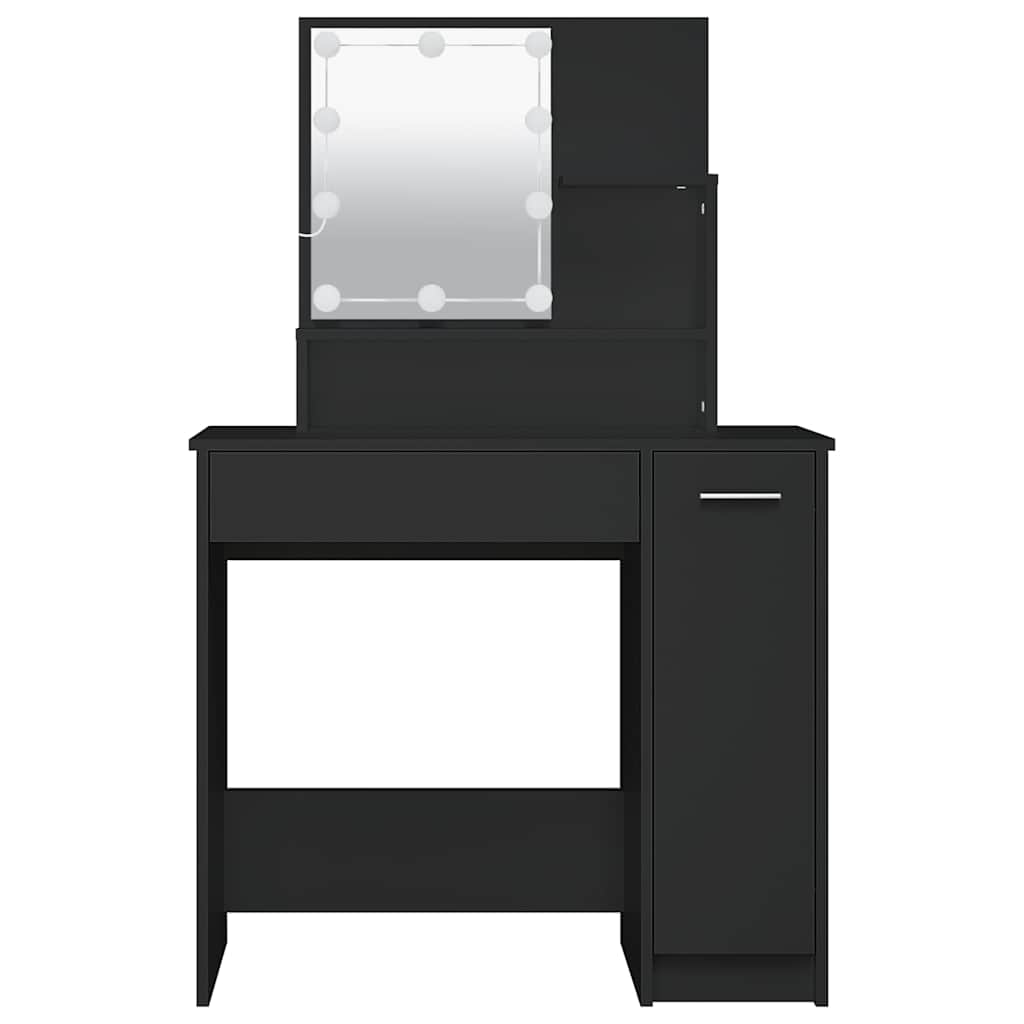 Dressing Table with LED Black 86.5x35x136 cm