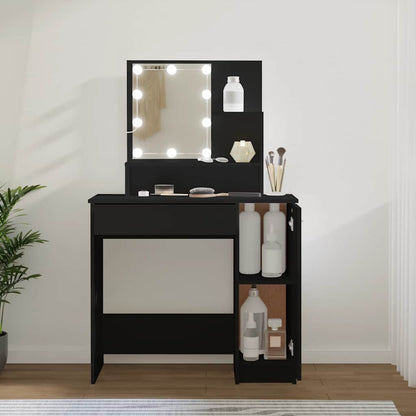Dressing Table with LED Black 86.5x35x136 cm