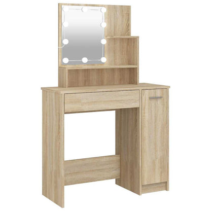Dressing Table with LED Sonoma Oak 86,5x35x136 cm