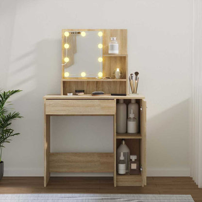 Dressing Table with LED Sonoma Oak 86,5x35x136 cm