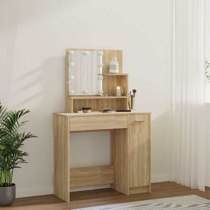 Dressing Table with LED Sonoma Oak 86,5x35x136 cm