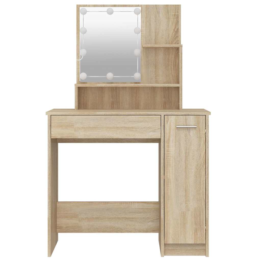 Dressing Table with LED Sonoma Oak 86,5x35x136 cm