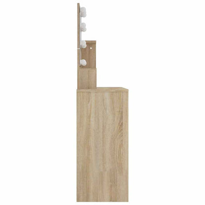 Dressing Table with LED Sonoma Oak 86,5x35x136 cm