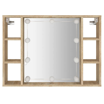 Mirror Cabinet with LED Sonoma Oak 76x15x55 cm