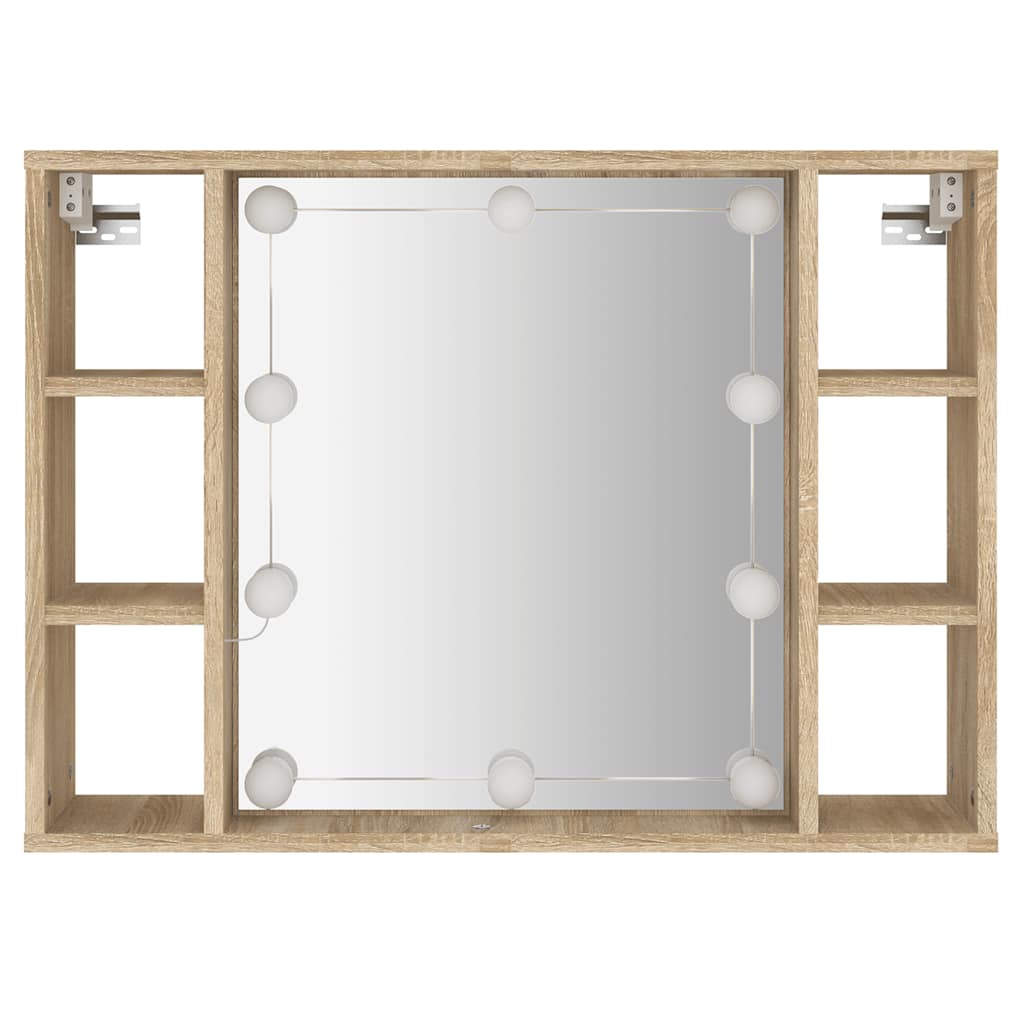 Mirror Cabinet with LED Sonoma Oak 76x15x55 cm