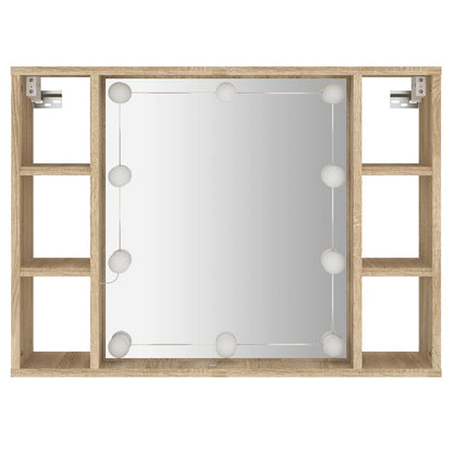 Mirror Cabinet with LED Sonoma Oak 76x15x55 cm