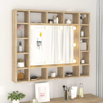 Mirror Cabinet with LED Sonoma Oak 91x15x76,5 cm