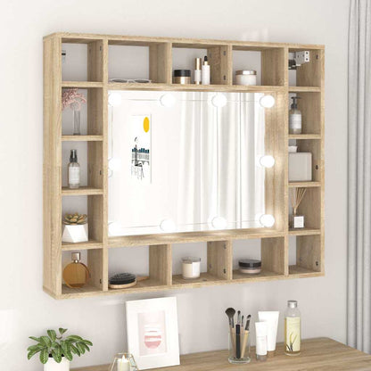 Mirror Cabinet with LED Sonoma Oak 91x15x76,5 cm