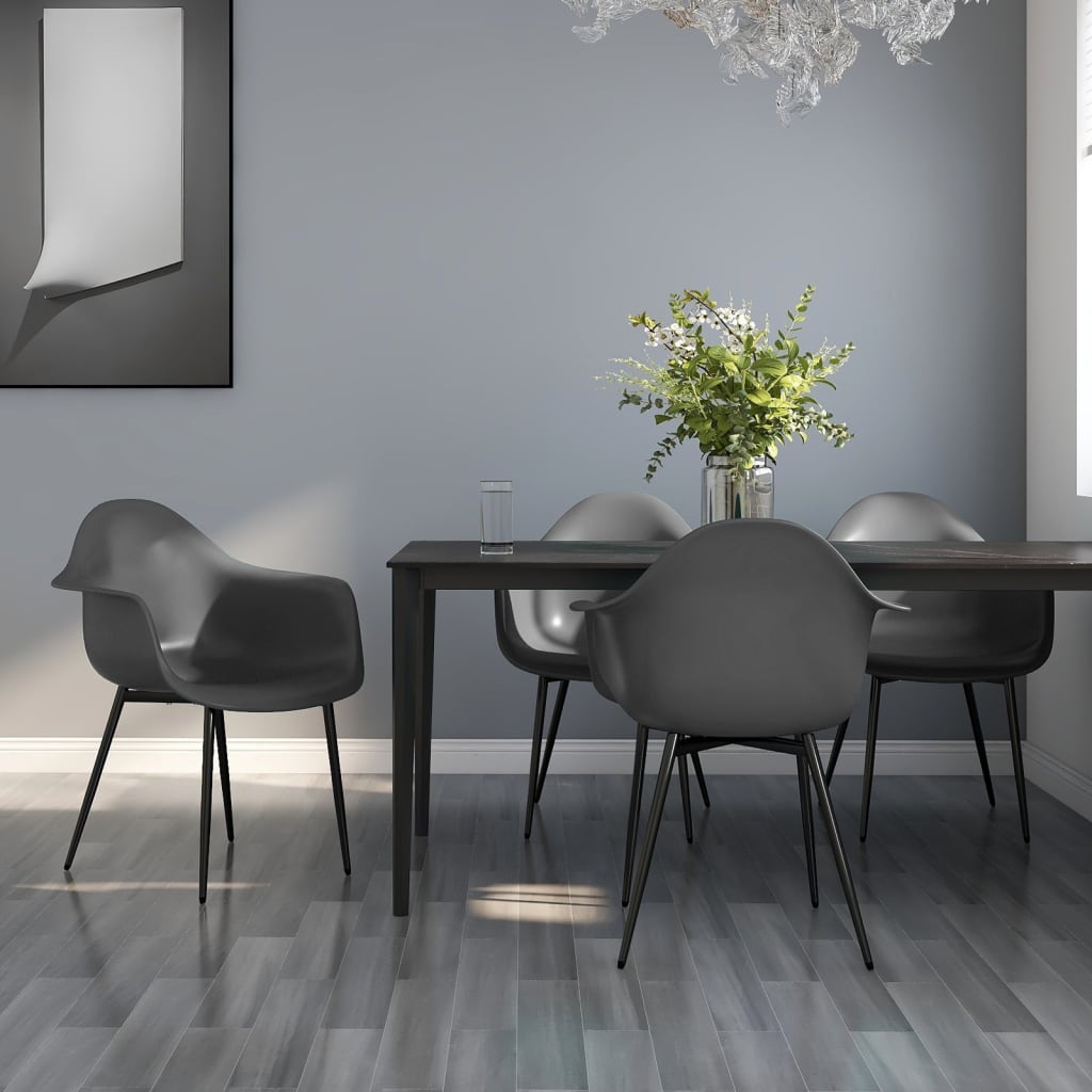 Dining Chair | Set of 4 | Grey | Polypropylene, powder-coated metal