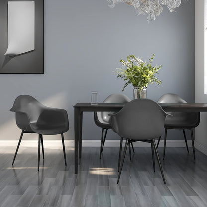 Dining Chair | Set of 4 | Grey | Polypropylene, powder-coated metal